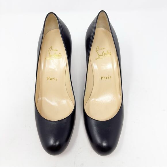 Christian Louboutin Simple Pump 70 Black Leather Heels EU 37 - Picture 2 of 9